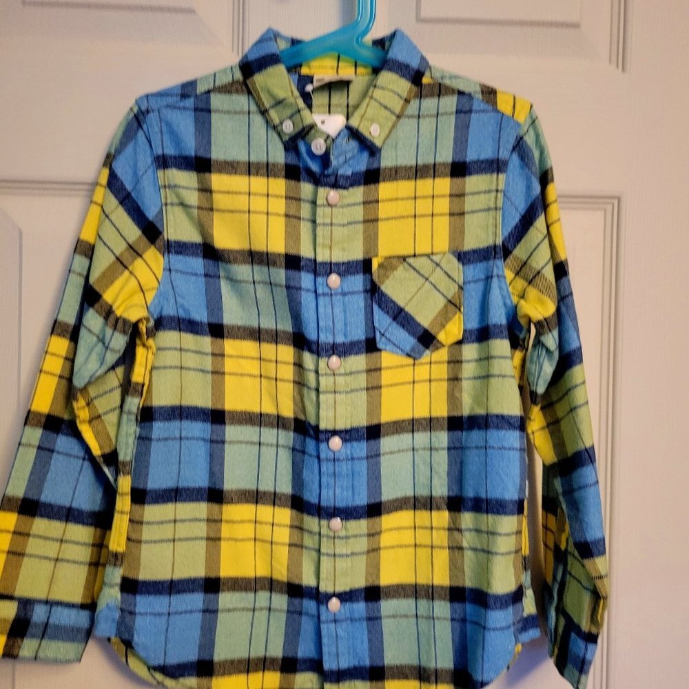 BOYS FLANNEL PLAID LONG SLEEVE SHIRT SIZE 6-7